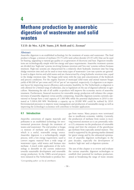 4 Methane Production by Anaerobic Digestion of Wastewater and Solid Wastes