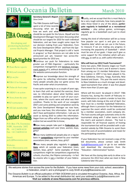 FIBA Oceania Bulletin March 2010