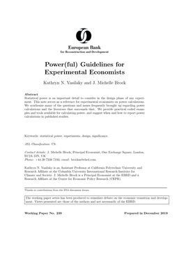 Power(Ful) Guidelines for Experimental Economists