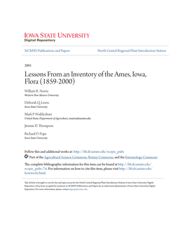 Lessons from an Inventory of the Ames, Iowa, Flora (1859-2000) William R