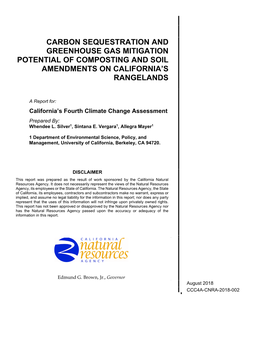 Carbon Sequestration and Greenhouse Gas Mitigation Potential of Composting and Soil Amendments on California’S Rangelands