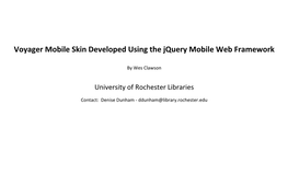 Voyager Mobile Skin Developed Using the Jquery Mobile Web Framework