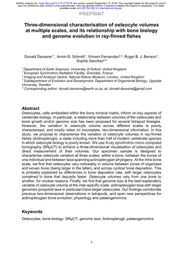 Three-Dimensional Characterisation of Osteocyte Volumes at Multiple Scales, and Its Relationship with Bone Biology and Genome Evolution in Ray-Finned Fishes