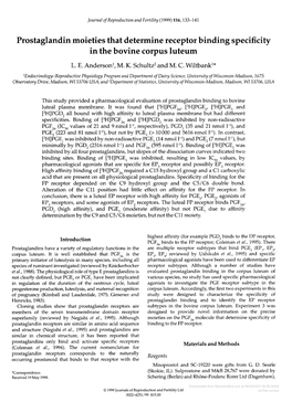 Prostaglandinmoieties That Determine Receptorbinding Specificity in The