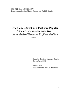 The Comic Artist As a Post-War Popular Critic of Imperial Japan