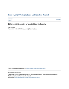 Differential Geometry of Manifolds with Density