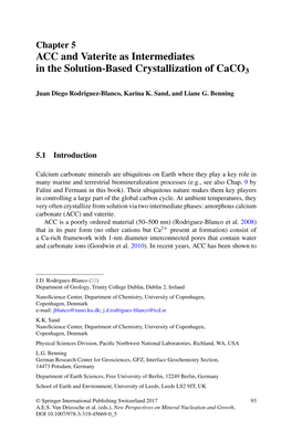 ACC and Vaterite As Intermediates in the Solution-Based Crystallization of Caco3