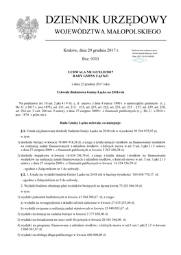 Uchwala Nr 143/XLII/2017 Z Dnia 22 Grudnia 2017 R