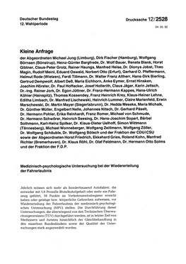 Kleine Anfrage Der Abgeordneten Michael Jung (Limburg), Dirk Fischer (Hamburg), Wolfgang Börnsen (Bönstrup), Heinz-Günter Bargfrede, Dr
