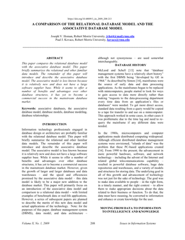 A Comparison of the Relational Database Model and the Associative Database Model