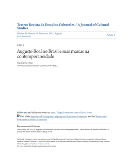 Augusto Boal No Brasil E Suas Marcas Na Contemporaneidade Alai Garcia Diniz Universidade Federal De Santa Catarina/PVS-UNILA