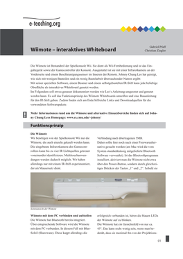 Wiimote – Interaktives Whiteboard Christian Ziegler