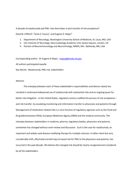 A Decade of Natalizumab and PML: Has There Been a Tacit Transfer of Risk Acceptance?