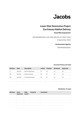 Lower Otter Restoration Project Exe Estuary Habitat Delivery Flood Risk Assessment