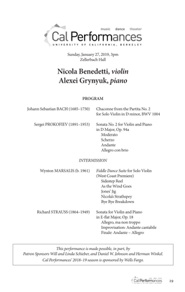 Nicola Benedetti, Violin Alexei Grynyuk, Piano