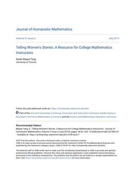 Telling Women's Stories: a Resource for College Mathematics Instructors