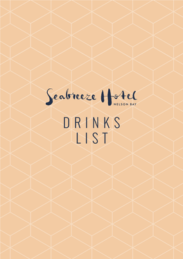 Drinks List Drinks Menu