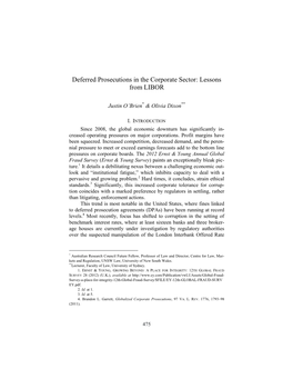 Deferred Prosecutions in the Corporate Sector: Lessons from LIBOR