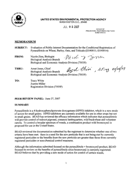 US EPA-Pesticides; Pyrasulfotole