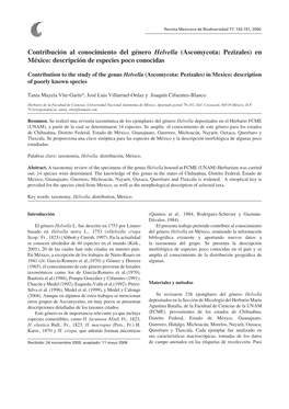 Contribución Al Conocimiento Del Género Helvella (Ascomycota: Pezizales) En México: Descripción De Especies Poco Conocidas