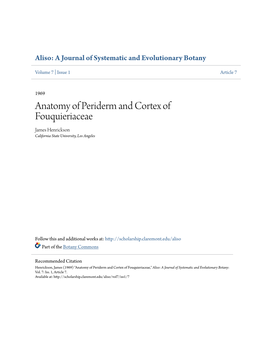 Anatomy of Periderm and Cortex of Fouquieriaceae James Henrickson California State University, Los Angeles