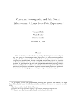 Consumer Heterogeneity and Paid Search Effectiveness