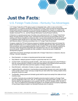 US Foreign Trade Zones – Kentucky Tax Advantages