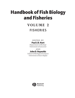 Handbook of Fish Biology and Fisheries VOLUME 2 FISHERIES