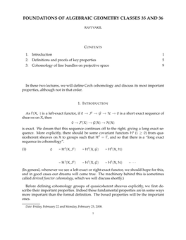 Foundations of Algebraic Geometry Classes 35 and 36