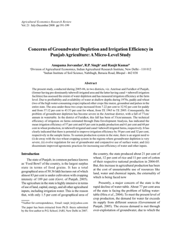 Concerns of Groundwater Depletion and Irrigation Efficiency in Punjab Agriculture: a Micro-Level Study