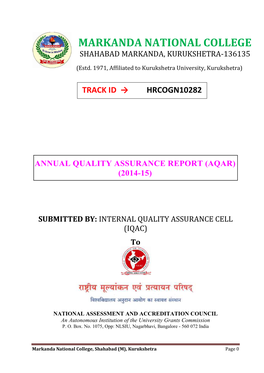 Annual Quality Assurance Report (AQAR) of the IQAC 2014-2015