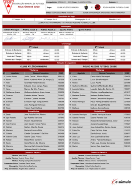 1º Tempo Nº Apelido Nome Completo CBF Nº Apelido Nome Completo CBF Substitutos Substitutos 2º Tempo CLUBE ATLÉTICO MINEIRO