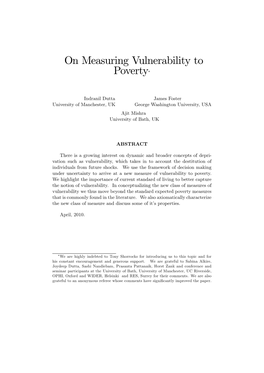 On Measuring Vulnerability to Poverty*