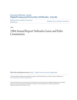 1984 Annual Report Nebraska Game and Parks Commission