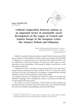 Cultural Cooperation Between Nations As an Important Factor Of