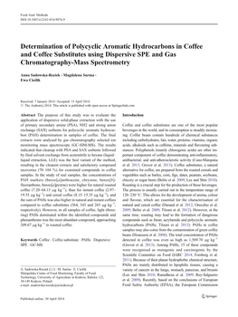 Determination of Polycyclic Aromatic Hydrocarbons in Coffee and Coffee Substitutes Using Dispersive SPE and Gas Chromatography-Mass Spectrometry