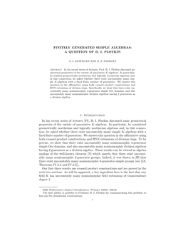 Finitely Generated Simple Algebras: a Question of Bi Plotkin