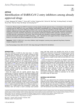 Identification of SARS-Cov-2 Entry Inhibitors Among Already Approved