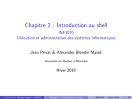 Introduction Au Shell INF1070 Utilisation Et Administration Des Systèmes Informatiques