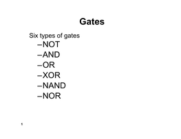 –Not –And –Or –Xor –Nand –Nor