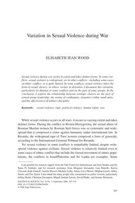 Variation in Sexual Violence During War