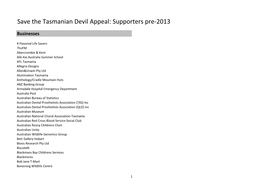 Save the Tasmanian Devil Appeal: Supporters Pre-2013