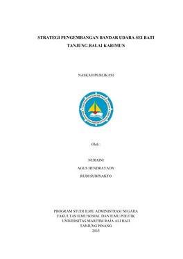 Strategi Pengembangan Bandar Udara Sei Bati Tanjung Balai Karimun