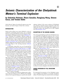 Seismic Characterization of the Chelyabinsk Meteords Terminal