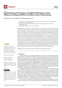 Spatiotemporal Dynamics of Highly Pathogenic Avian Influenza Subtype H5N8 in Poultry Farms, South Korea