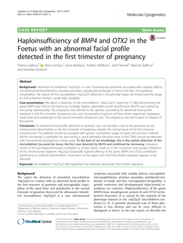 Haploinsufficiency of BMP4 and OTX2 in the Foetus with an Abnormal