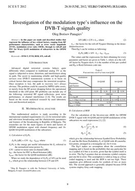 Investigation of the Modulation Type's Influence on the DVB-T Signals Quality