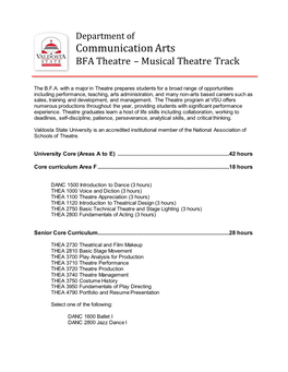 Communication Arts BFA Theatre – Musical Theatre Track