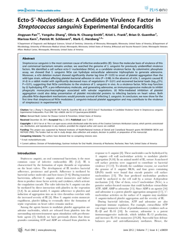 A Candidate Virulence Factor in Streptococcus Sanguinis Experimental Endocarditis