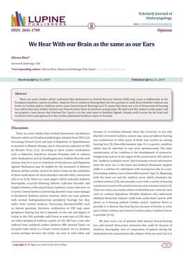 We Hear with Our Brain As the Same As Our Ears
